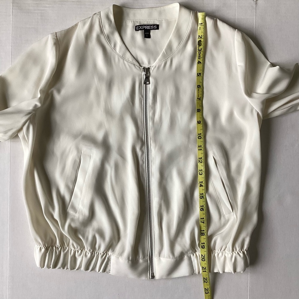 Express Ivory Cream Bomber Zip Up Jacket Size Small - Picture 7 of 12